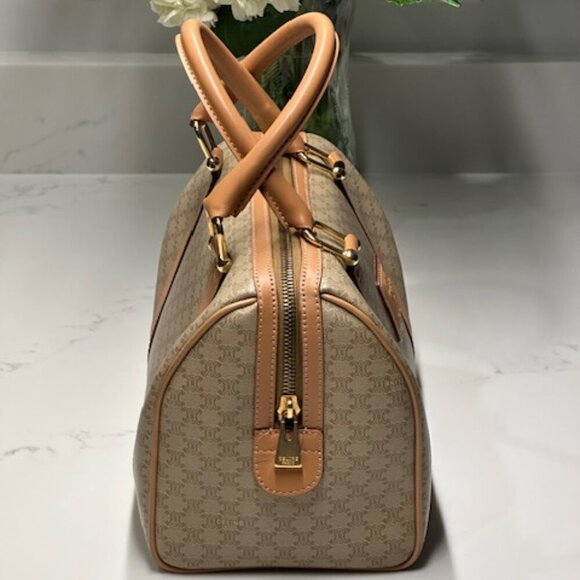 Celine Macadam Boston Bag Cream and Tan NWOT! + COA - Picture 4 of 16